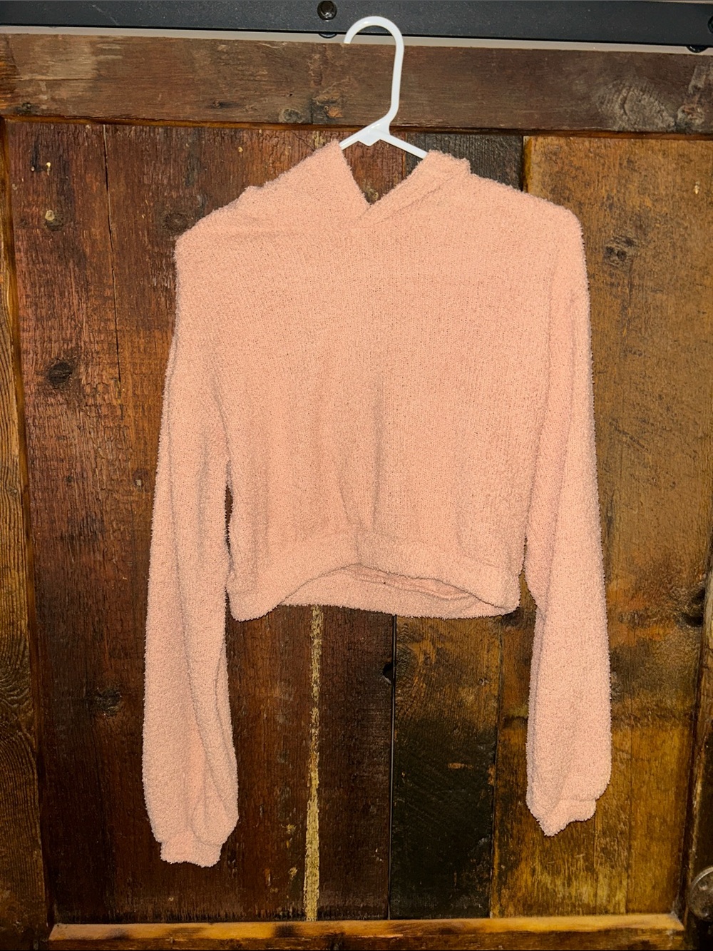 flirtitude Active Plush Hooded Top — Peach Pink